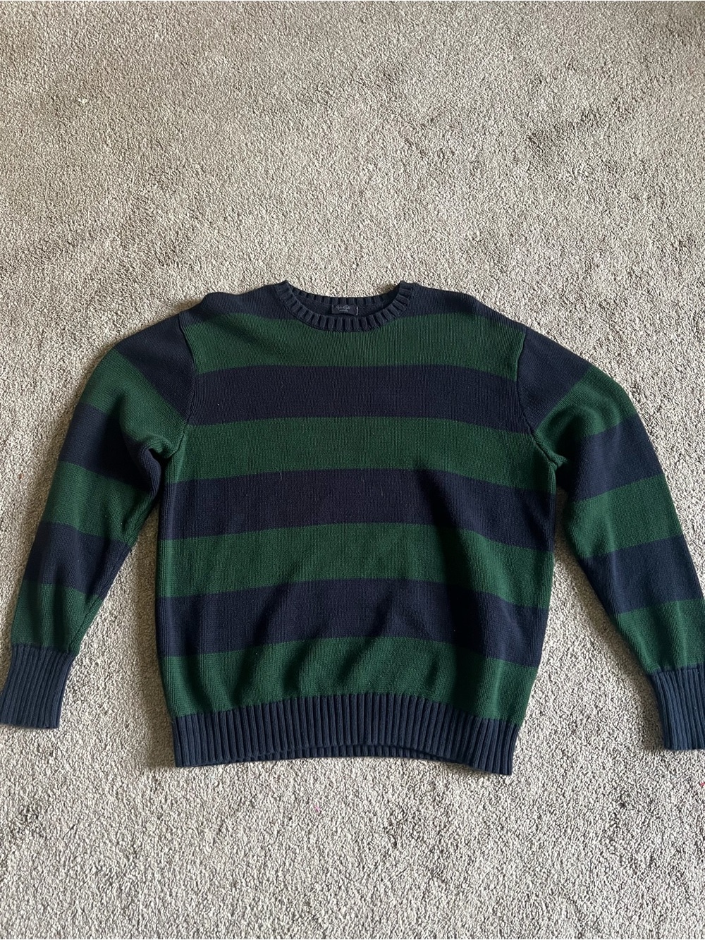 Brandy Melville Green and Navy Wide-Striped Crewneck Sweater 100% cotton